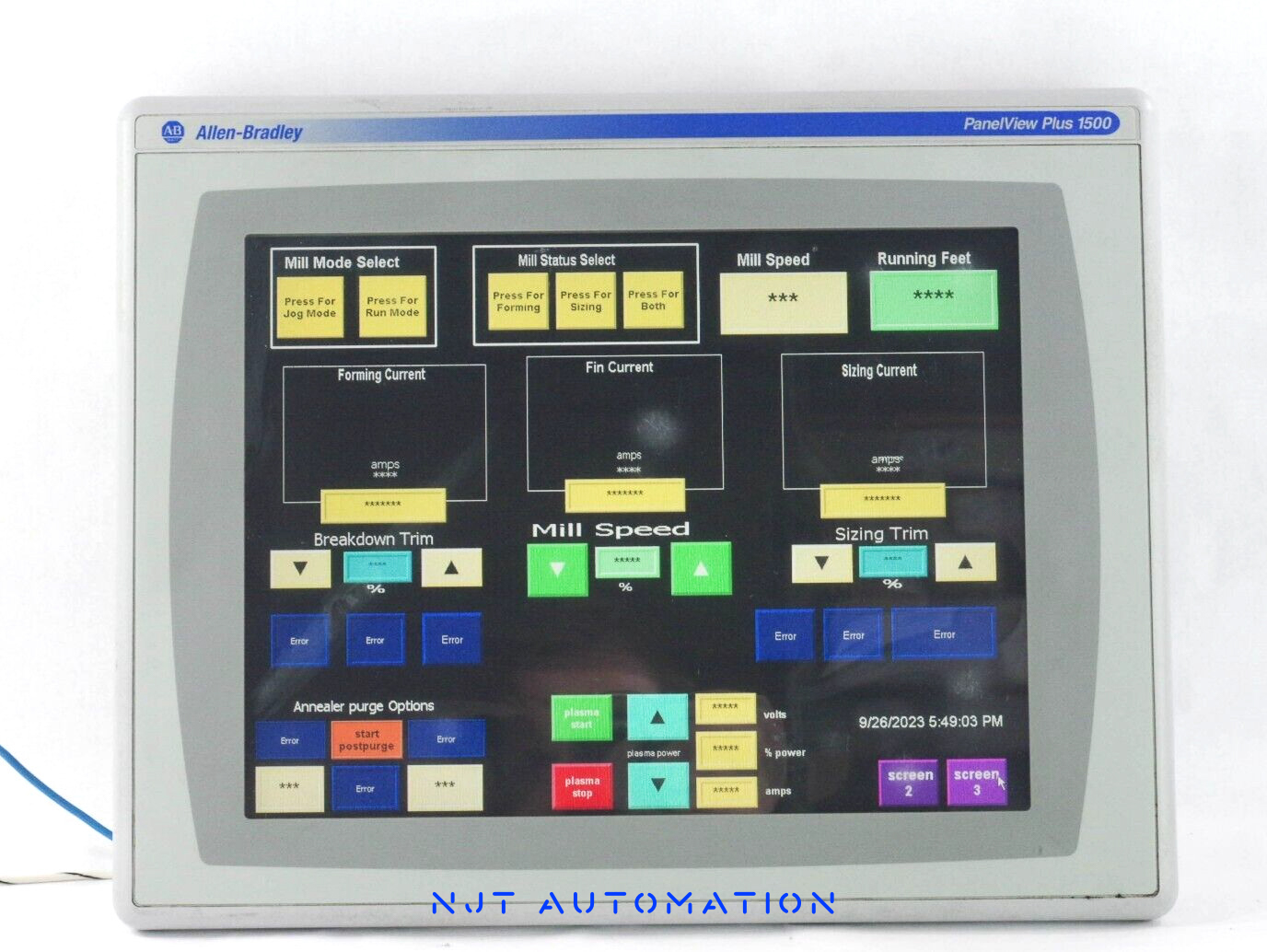 Allen Bradley 2711P-RP8DR PanelView Plus HMI – front view